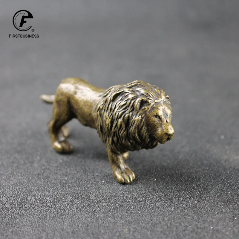 

Antique Bronze Male Lion King Statue Small Ornaments Solid Copper Mountain Lions Miniature Figures Brass Sculpture Crafts Decor