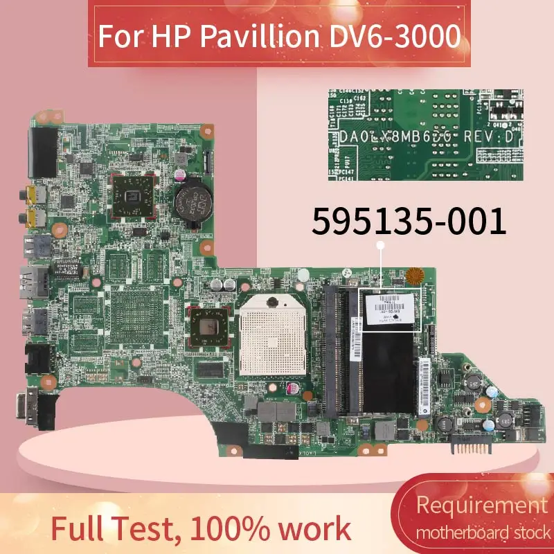 Материнская плата для ноутбука HP 595135 001 601 DV6 3000 DA0LX8MB6D1 AMD|Материнские платы