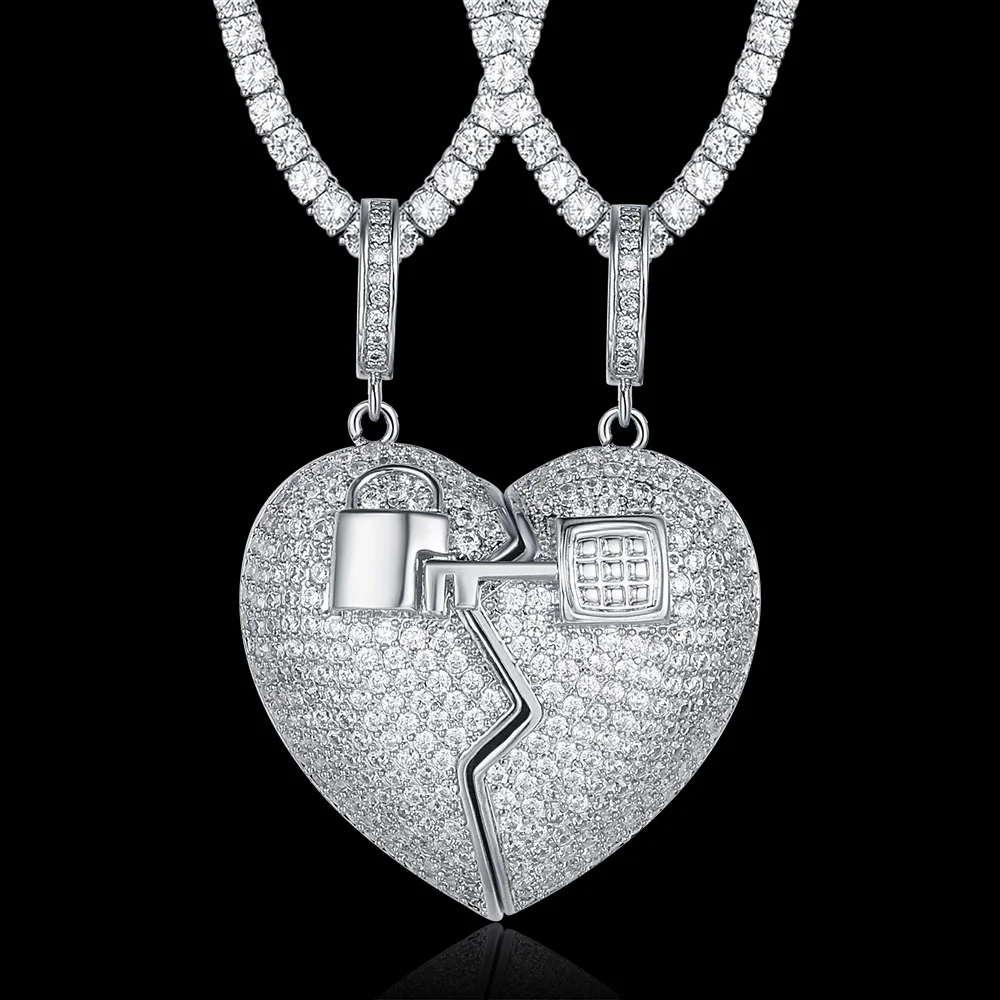 

100% микро циркониевая подвеска в стиле хип-хоп Bling Couple Key, подвеска в виде сердца для Мужчин, Ювелирные изделия на заказ, оптовая продажа