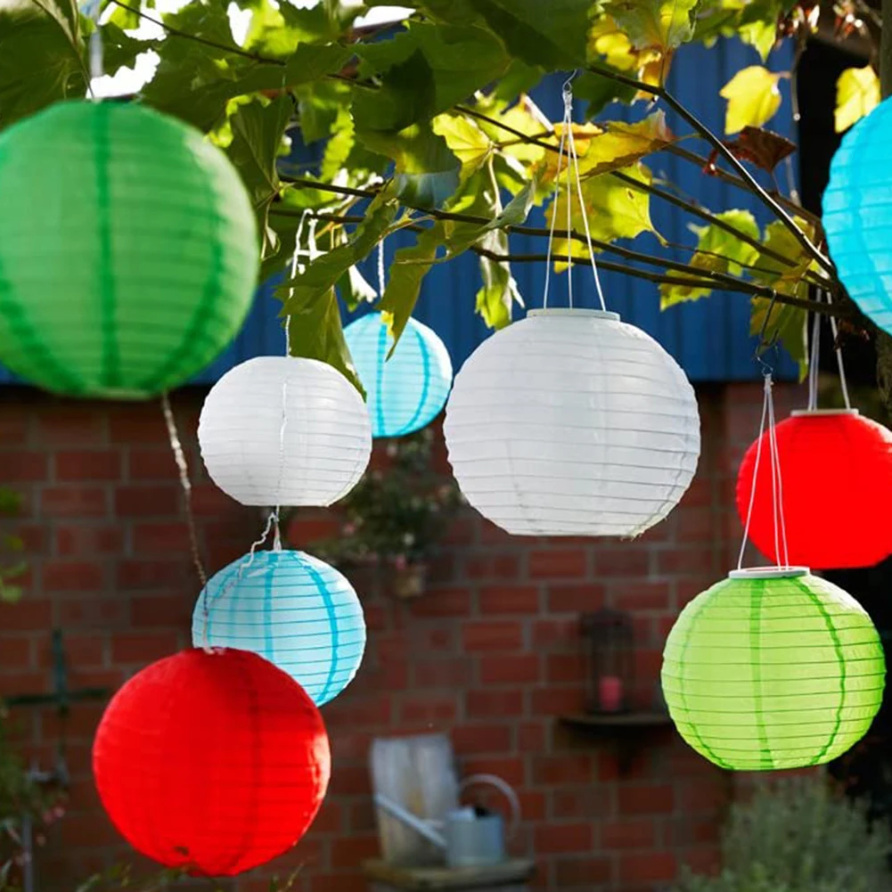 

12 inch Colorful Waterproof Nylon LED Round Lantern Hanging for Wedding Birthday Party Decoration Holiday Supplies Gifts#20