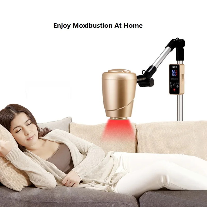 Устройство для моксибушена Smart Moxibustion Moxa Smokeless Safe Fireless Home-Style Red LED Light Device 360 Degree Rotatable Champagne on.