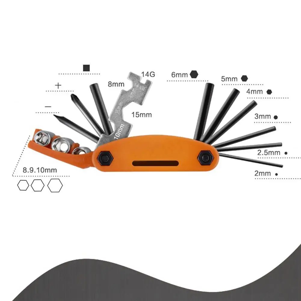 15-in-1 Bike Bicycle Repair Tool Kit Hex Wrench Nut Key Screwdriver Socket Extension Rod Foldable Multifunction Tools | Спорт и
