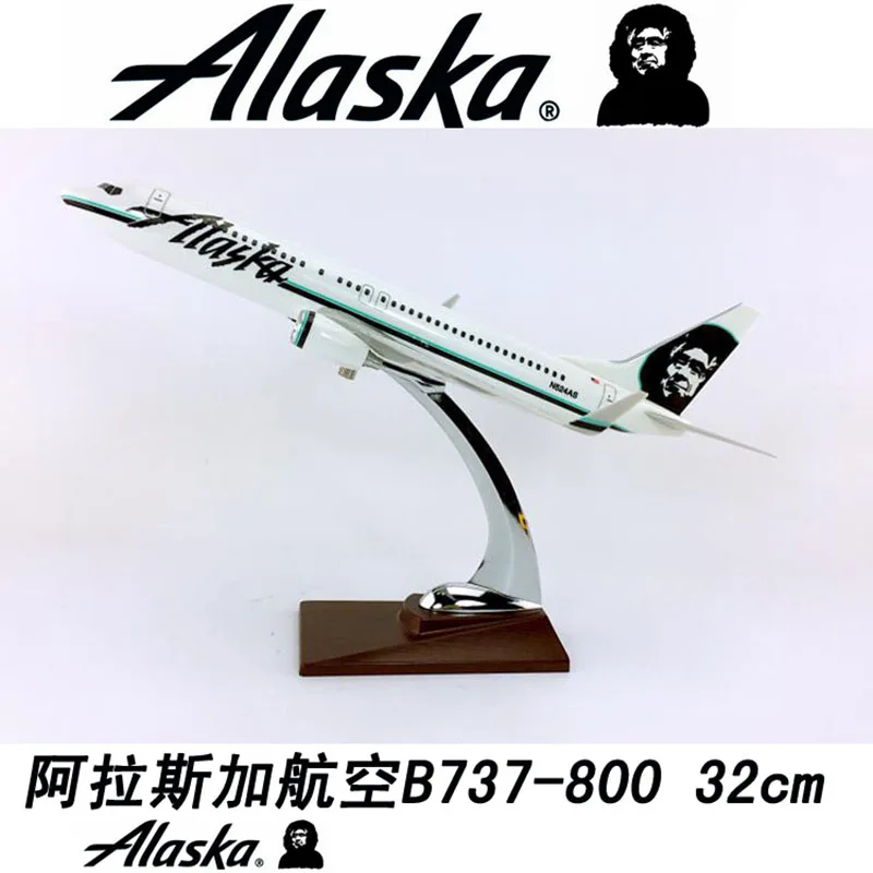 

32cm ALASKA airlines 1/144 SCALE airplane model toys B737-800 aircraft diecast plastic alloy plane gifts for kids