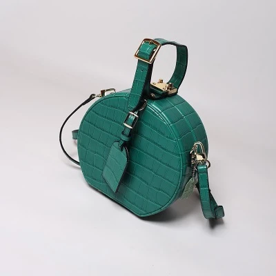 Green Unua amo, брендовые круглые сумки в коробке для женщин,, крокодиловая кожа, натуральная кожа, сумка через плечо, женские сумки, роскошная сумка - Цвет: Green