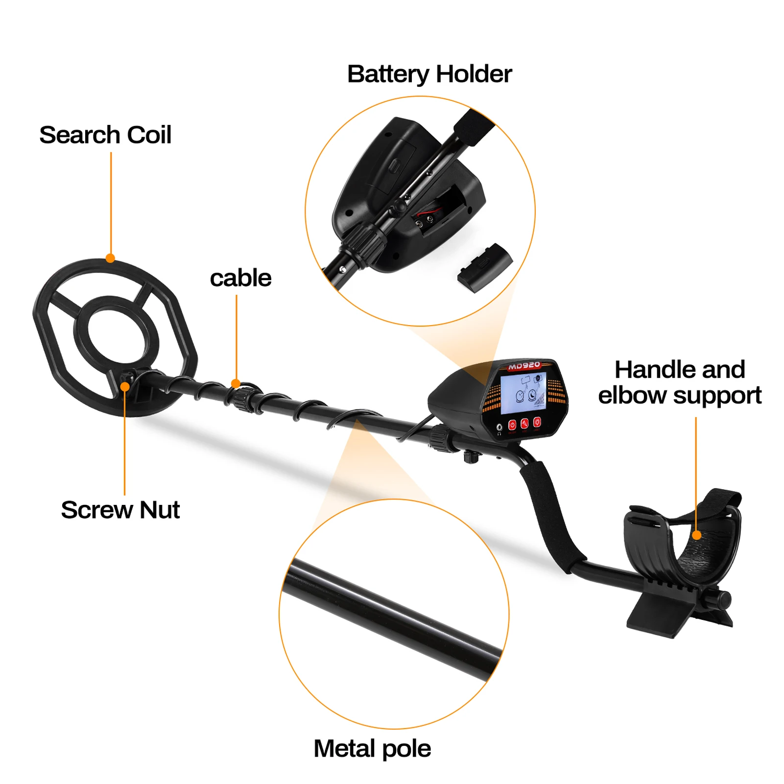 

10 Inch Metal Detector Gold Treasure Detector Search Coil Handheld Portable Metal Detector High Sensitivity Metal Detecting Tool