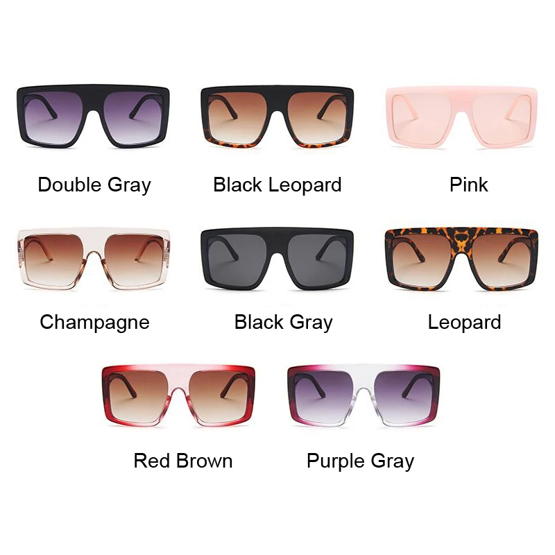 

Vintage Oversized Sunglasses Women Brand Designer Sun Glasses Female One Piece Big Frame Gradient Goggles Square Oculos De Sol