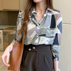 Женская шифоновая рубашка, с длинным рукавом и принтом во французском стиле, в Корейском стиле, для показа темперамента, 2021