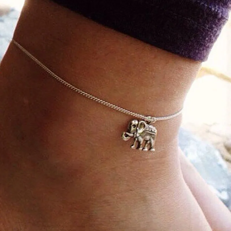 

Auspicious Small Elephant Ankle For Women Foot Anklet Bracet Summer Beach Barefoot Sandals Bracelet Ankle on the leg Female