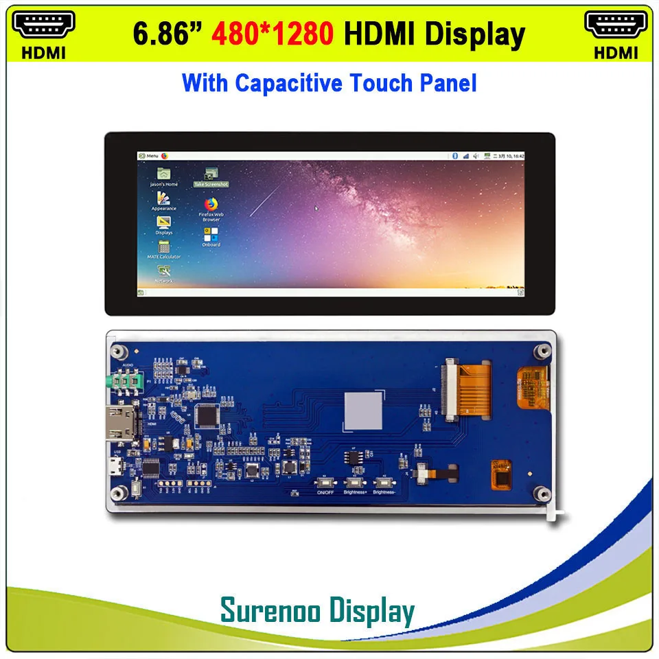 6 86 &quot480X1280 HDMI совместимый с MIPI IPS ЖК модуль монитор экран USB емкостной сенсорной