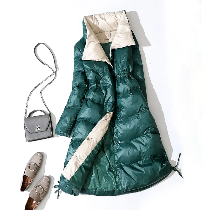 Зимняя куртка женская 2019 ультра легкая пуховая зимняя тонкая белая Водолазка