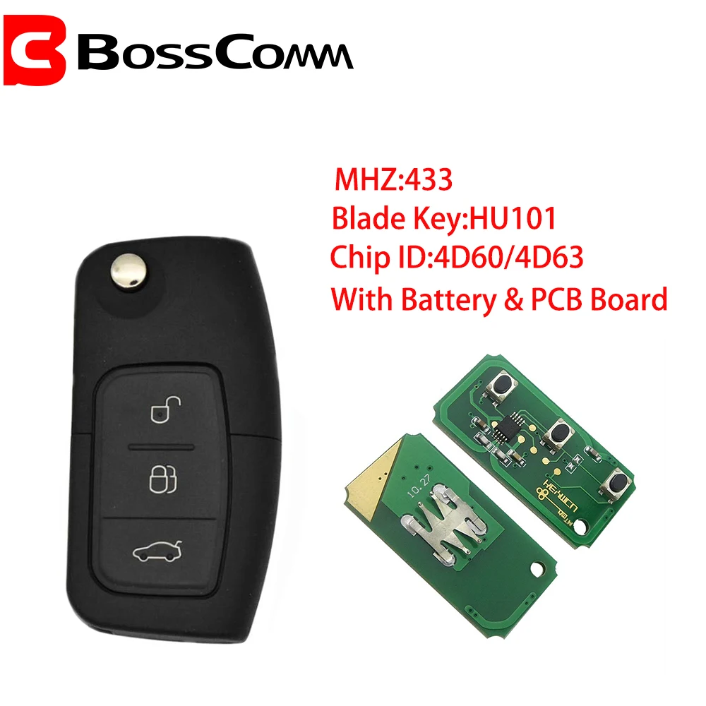 Для Ford Focus Fusion Car Remote Keyless DIY Mondeo Fiesta Galaxy HU101 433MHZ Blade Vehicle Flip Key Fob | Автомобили и