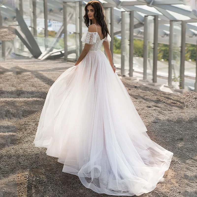 

Wedding Dress 2021 Illusion Custom Made Vestido de Noiva Cap Sleeves O-Neck A-Line Through Zipper Button Back Bridal Gown