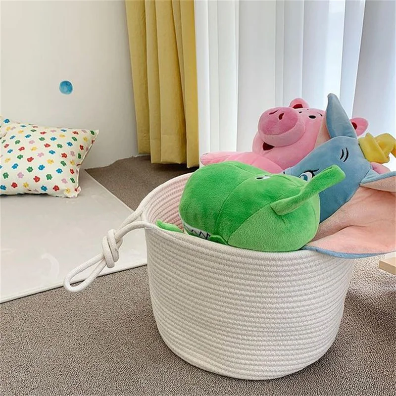 

Nordic Braided Laundry Basket Cotton Kids Toy Dirty Clothes Barrel Storage Organizer Kindergarten Baby Room Nursery Home Decor