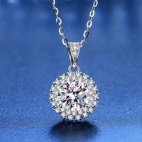 trendy 1 carat d color sunflower moissanite necklace women jewelry white gold plated 925 silver flower necklace birthday gift