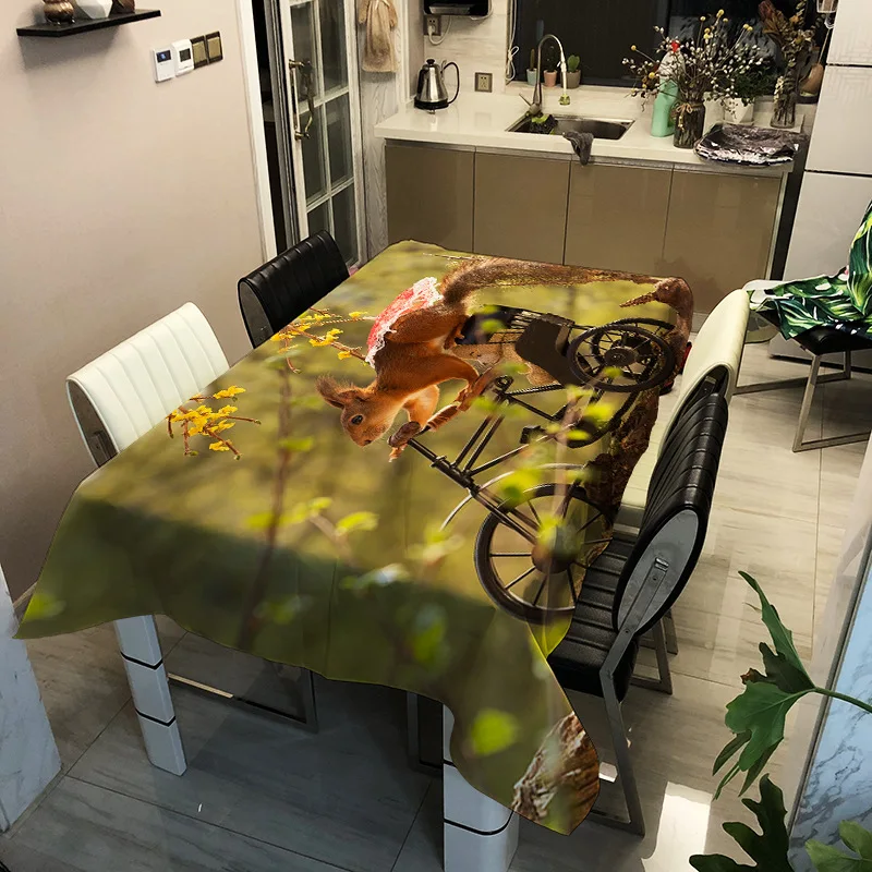 

Printed squirrel pattern washable decorative household waterproof tablecloth
