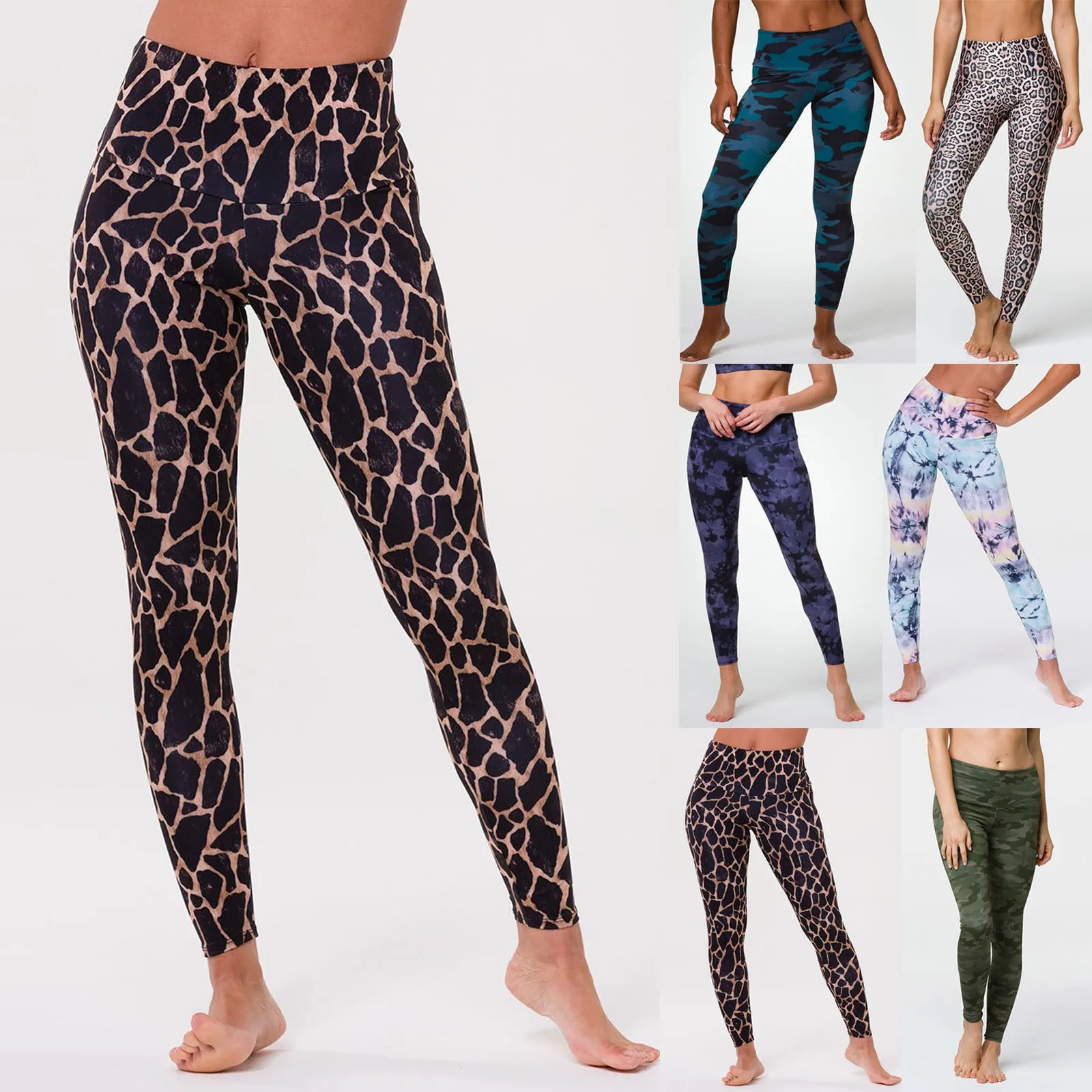 

SAGACE Women's Digital Printed Fitness Peach Hip Yoga Pants Women's Leggings Sports Training Pants Running Yoga Workout