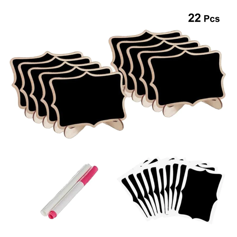 

Mini Chalkboards with Support Wood Message Board Signs Dinner Party Table Decoration Rectangle Blackboard (20pcs Rectangle and A