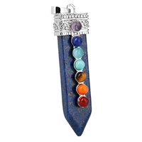 fyjs unique silver plated sword shape lapis lazuli pendant healing chakra blue sand stone jewelry