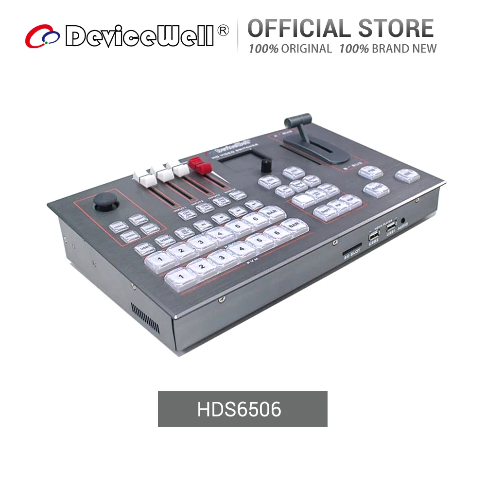 

Видеомикшер DeviceWell HDS6506 4 + 2 HD, HDMI, SDI, для новых медиа, прямых трансляций на Youtube, ТВ, ПК, atem mini pro