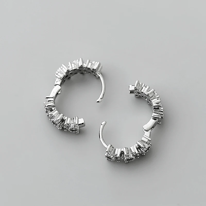 

XIYANIKE 925 Sterling Silver Flower Cutout Full Zircon For Women Earrings Fashion Simple Gorgeous Jewelry Birthday Gift C