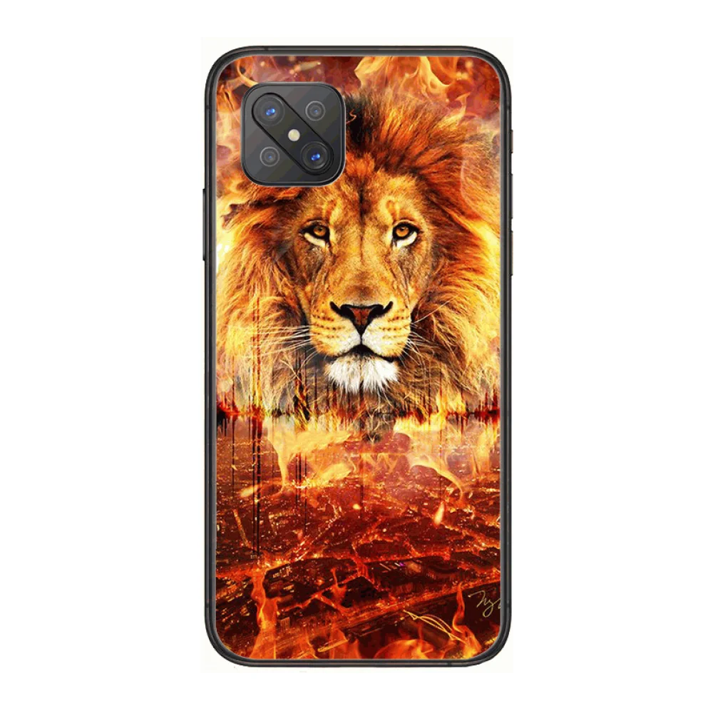

Angry Lion Male Lion Fashion Phone Case cover For OPPO A91 9 83 79 92s 5 F9 A7X Reno2 Realme6pro 5 black tpu cell cover