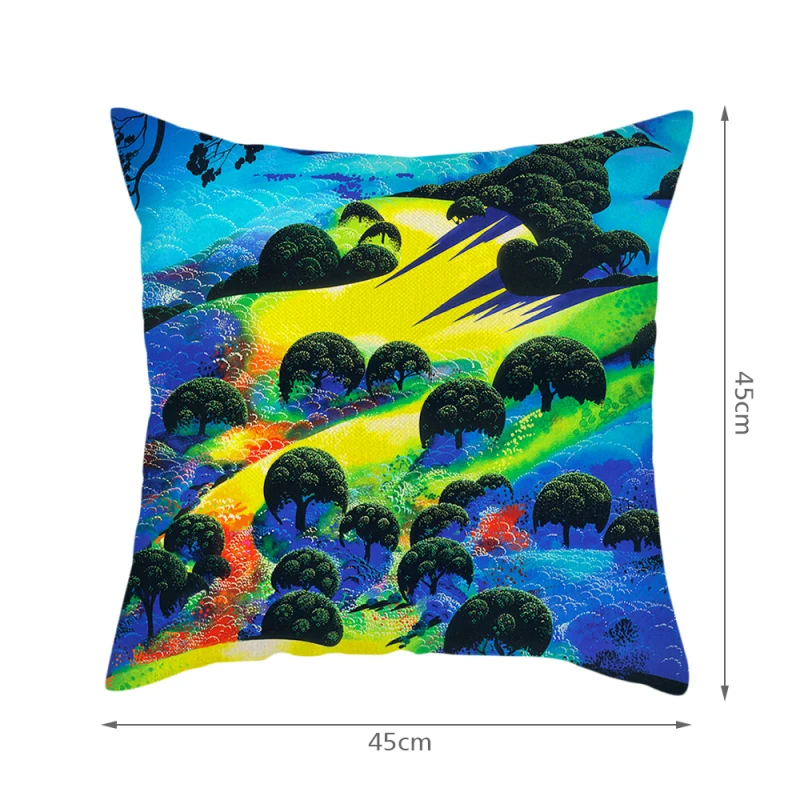 

Cushion Cover Decorative Pillows Bed Cotton Linen Flower Tree Mountain Printed Throw Pillowcases Cover Home Decor Sofa Chair