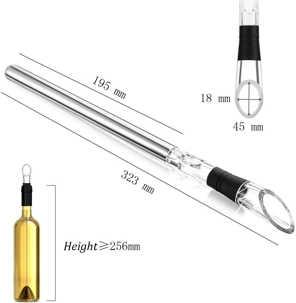 

3-in-1 Wine Chiller Stick With Aerator And Pourer Stainless Steel Wine Bottle Cooler Stick Party Supplies