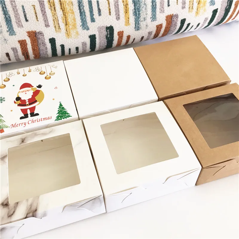 30 шт. коробка из крафт-бумаги коричневые/черные/белые картонные прозрачные