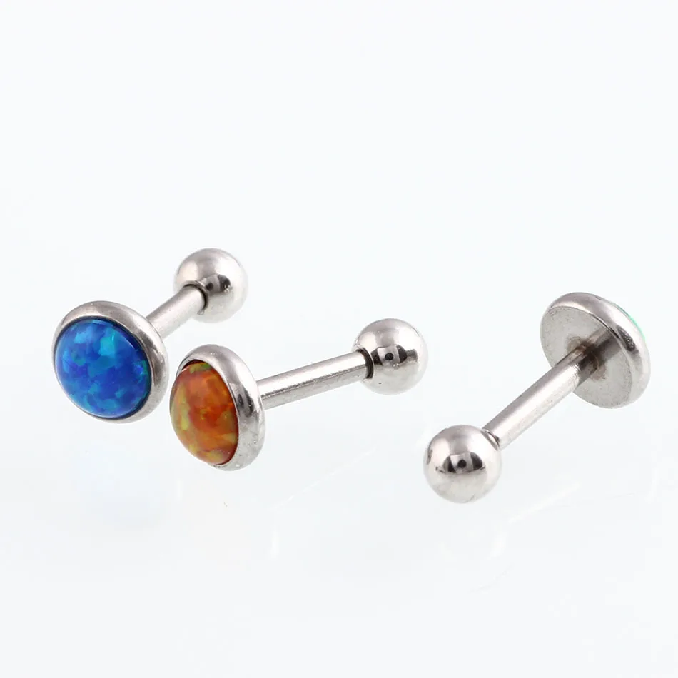 1Pcs 16g Internal Thread Opal Stone Labret Monroe Lip Stud Ring Ear Cartilage Tragus Helix Earring Piercing Body Jewelry | Украшения и