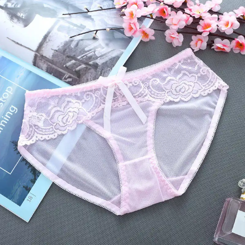 096 Pink Сексуальные кружевные трусики с цветочным принтом, прозрачное нижнее белье, сексуальное женское белье, стринги и стринги, тянущиеся трусы, сексуальные трусы-шорты для женщин - Цвет: 096 Pink