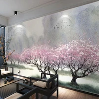 custom mural wallpaper chinese style 3d beautiful oil painting peach blossom forest flower fresco living room bedroom home decor