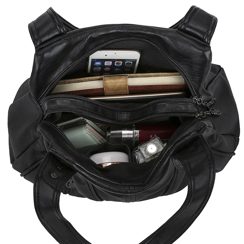 

Vintage Hobo Bags Women Leather Designer Black Women Handbags Simple Tote Shopper Bag Quality Female Solid Color Shoulder Bags