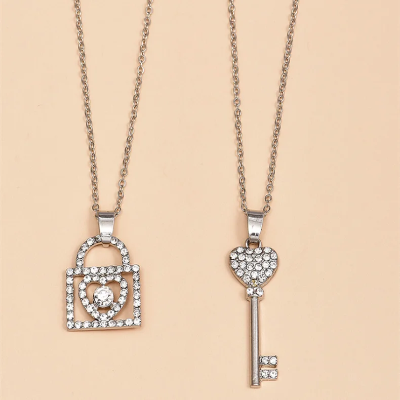 

Women Fashion Key Lock Pendant Multilayer Necklace
