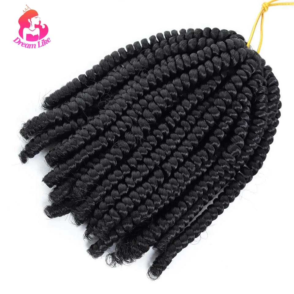 

Dream Like 8 inch Spring Twist Crochet Braids Ombre Color Synthetic Bomb Twist Crochet Hair Braiding Pre Looped For Black Women