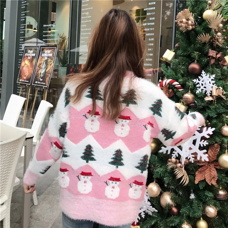 

2020 Ugly Christmas Sweater Autumn and Winter New Fashion Thickening Hippocampus Christmas Snowman Sweater Coat Female