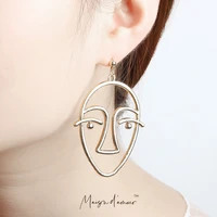 hot new europ trendy high street gold silver plating abstract face hands portrait statement earrings