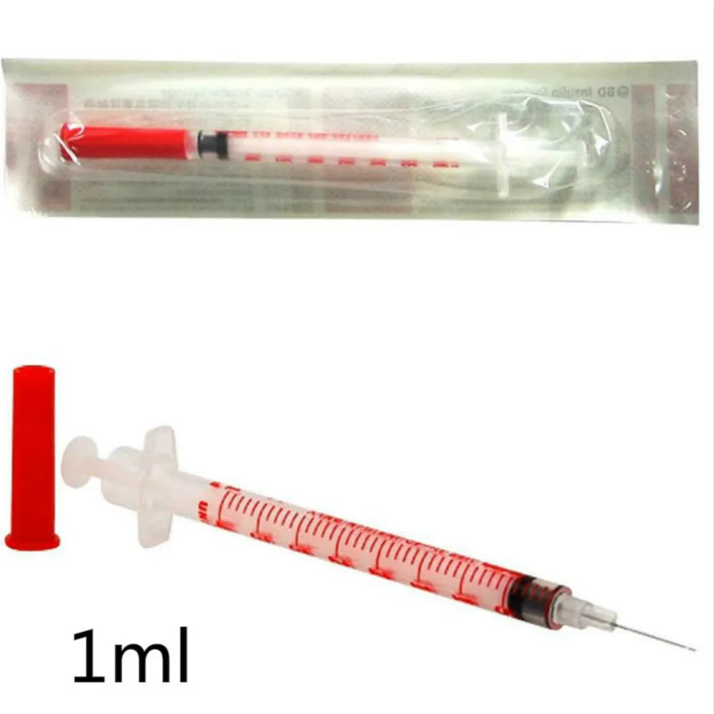 

Free shipping 100pcs/200pcs 1ml Disposable Plastic Liquid Dispenser Syringe Needle, injection for insulin syringe