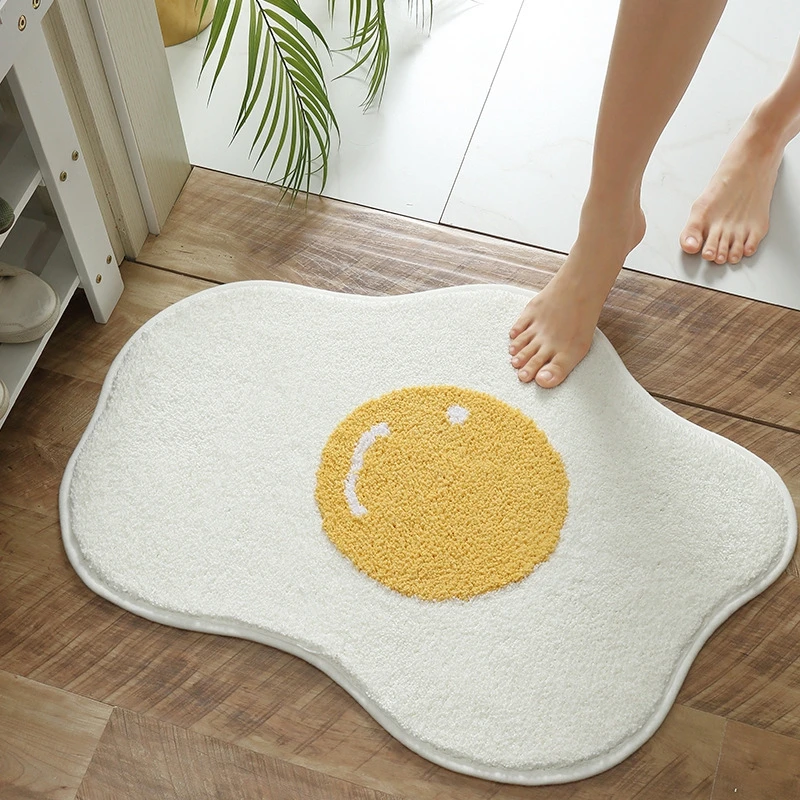 

Poached Egg Shape Floor Mats Cartoon Non-slip Bathroom Doormat Entrance Area Rugs Washable Balcony Carpet Chidren Doormats