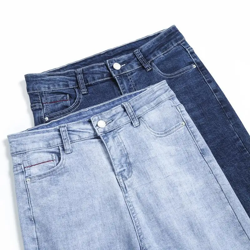 

Straight jeans women's 2021 new fashion high waist thin versatile stretch pants children's loose versatile trend