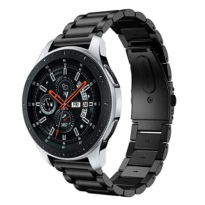 black 22 мм ширина универсальный ремешок из нержавеющей стали для samsung Galaxy Watch 46 мм/gear S3 Classic/S3 Frontier ремешок для часов металлический браслет - Цвет ремешка: black