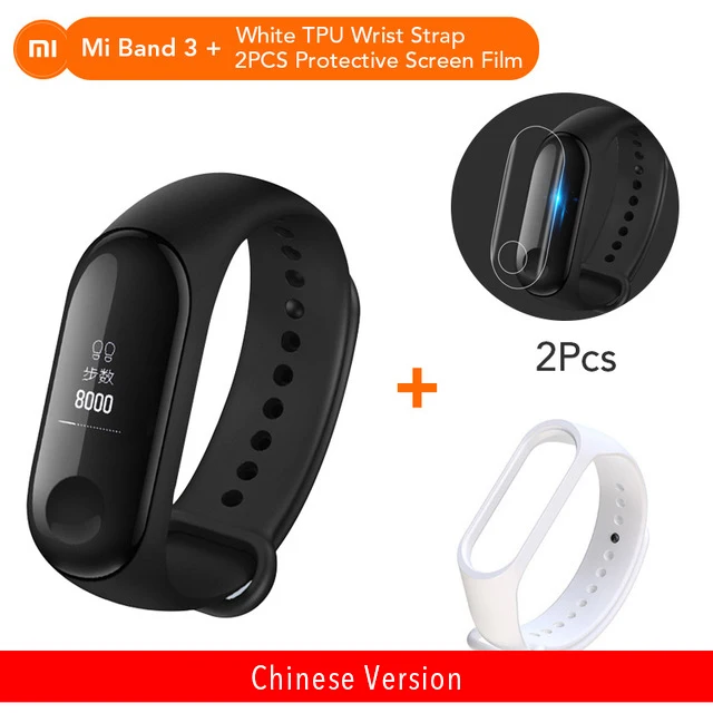 Add White Strap Xiaomi mi-браслет 3 пульсометр Bluetooth 4,2 Xao mi умный спортивный браслет OLED mi band 3 Smartband - Цвет: Add White Strap