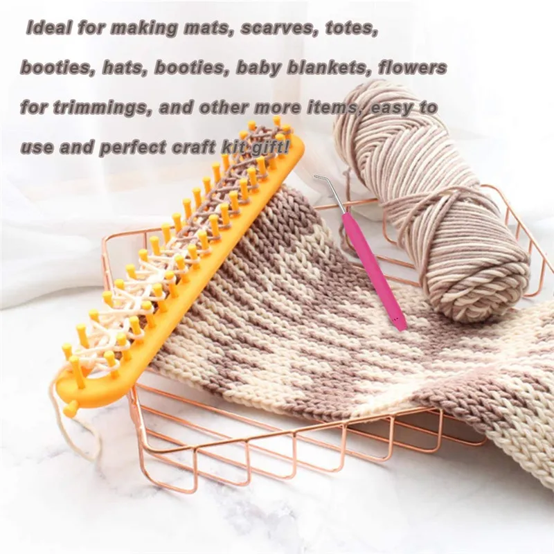 

LMDZ 57Pcs Crochet Needle Hook Kits with Steel Large-Eye Sewing Needles Knitting Stitch Markers for Knifty Knitter Weaving