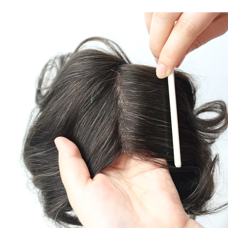 Парик мужские человеческие волосы естественный вид 100% европейские парик PU