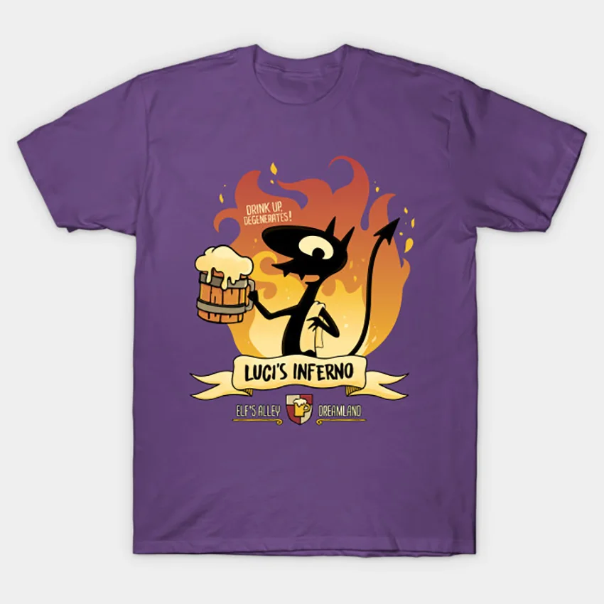 Luci's Inferno футболка Disenchantment футболка напиток elfo бар luci дьявол алкоголь демон пиво disenchantment - Цвет: Фиолетовый