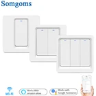 Умный настенный выключатель света, Wi-Fi, не требуется нейтральный провод и N + L, совместим с приложением Tuya, Alexa, Google Home