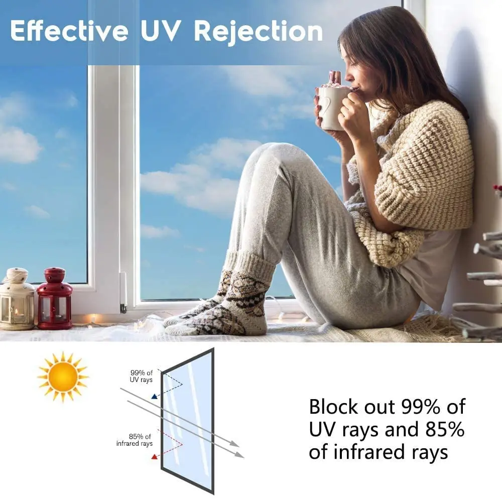 One Way Window Film Mirror Effect Glass Covering for Home Office Daytime Privacy Protecting Reflective Heat Control Anti UV | Дом и сад
