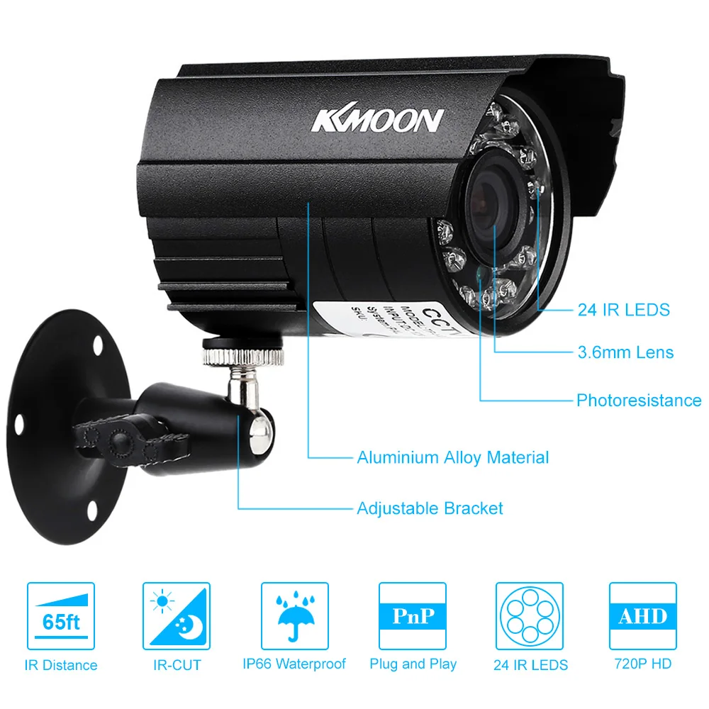 KKmoon 4 шт. AHD 720P Всепогодная CCTV камера s комплект IR CUT color CMOS домашняя система безопасности камера наблюдения комплект