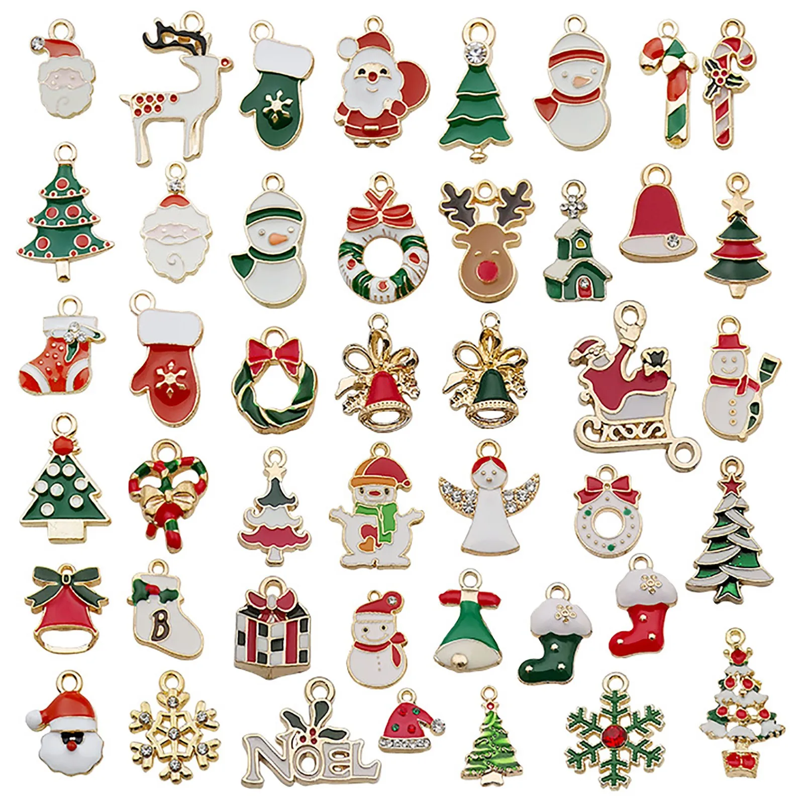 

20/30/50 Pcs Mini DIY Small pendant Christmas Tree Ornaments Santa Claus Snowman Bell Kid Gift Christmas Mini Figurine Ornaments