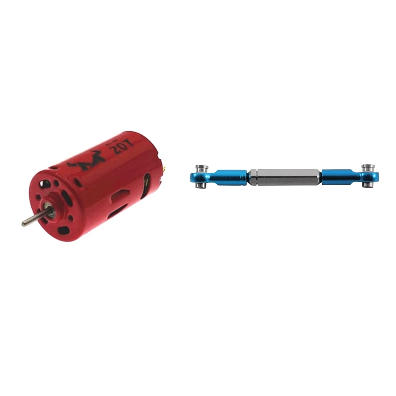 

2 Set RC Car Part: 1 Set for Metal Tie Rod Blue & 1 Pcs 20T 390 Motor