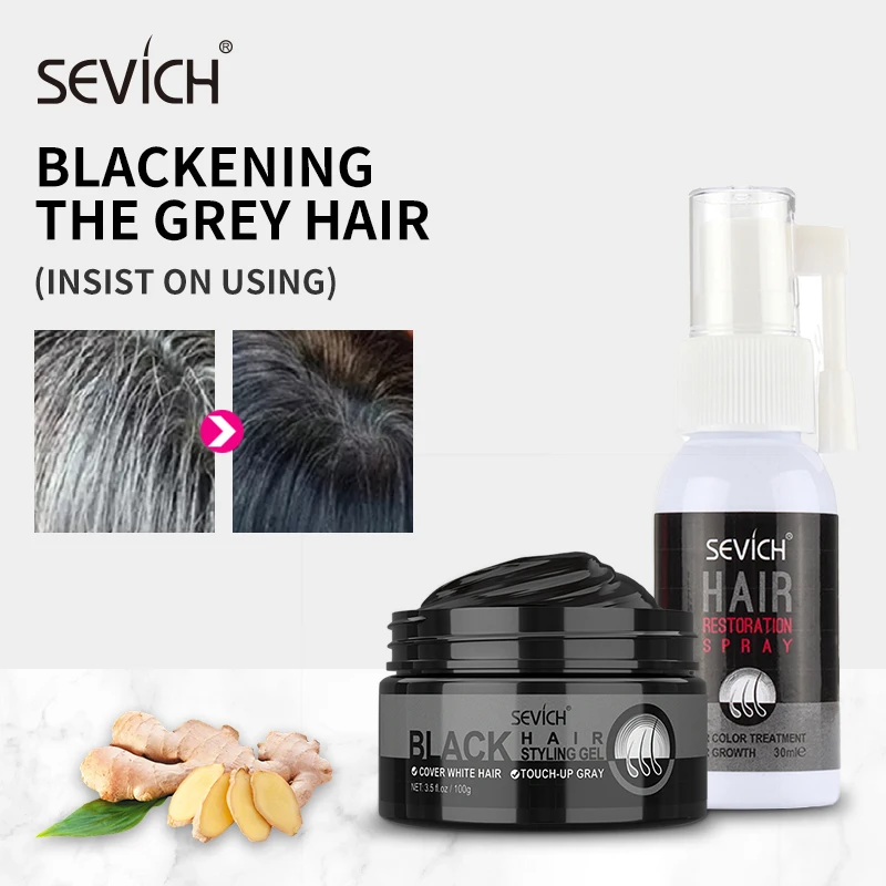 

Sevich Hair & Beard Dye Set 100g Blackening Hair color wax for dying removal white grey hair Natural 30ml Hair Restoration Spary